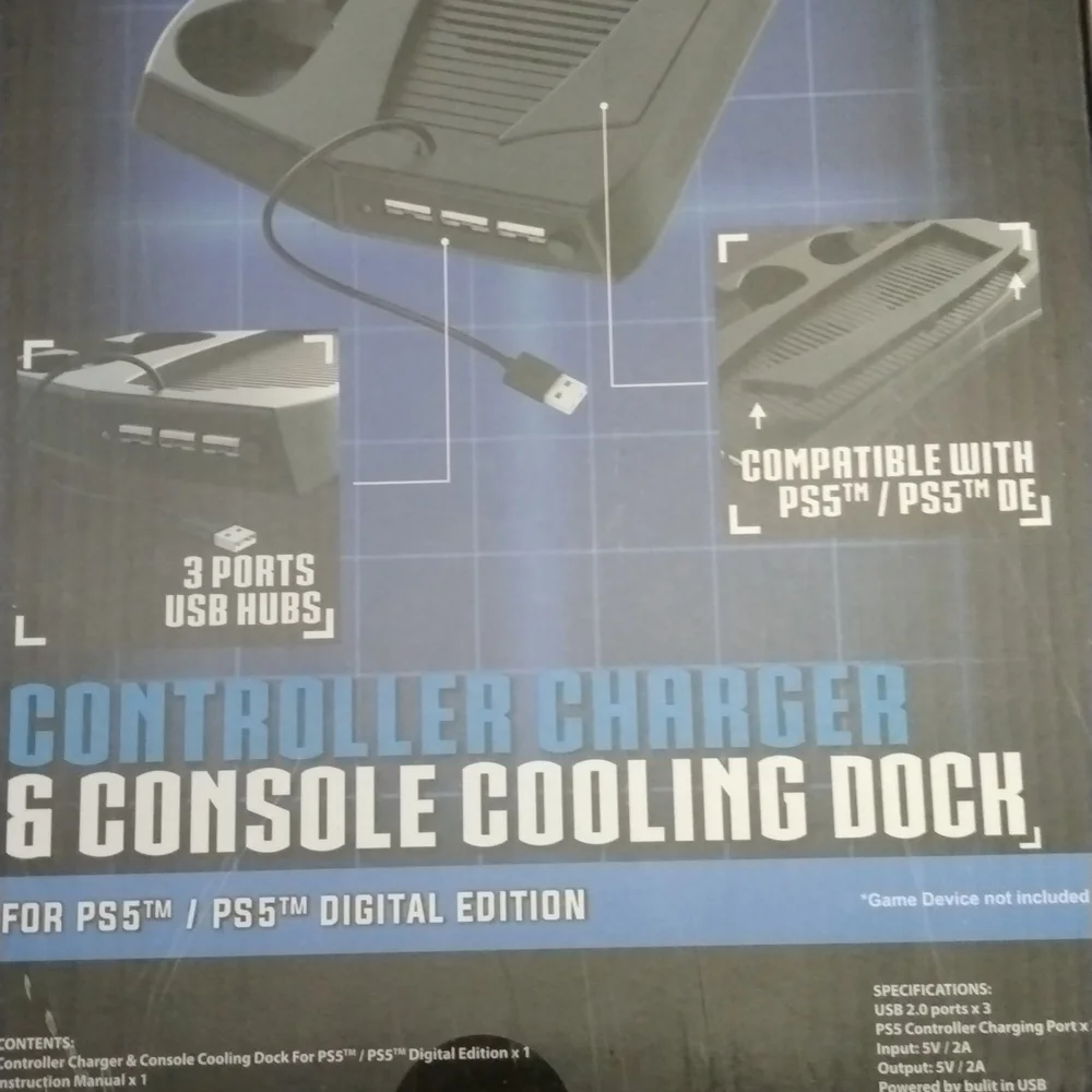 PS5 controller charger & console cooling dock